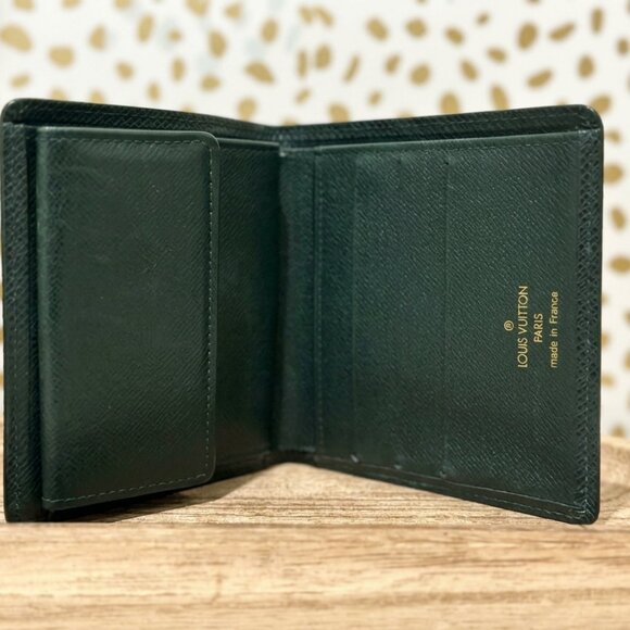 Louis Vuitton Other - Louis Vuitton Dark Green Taiga Leather Bi-fold Wallet Certificate of Auth.
